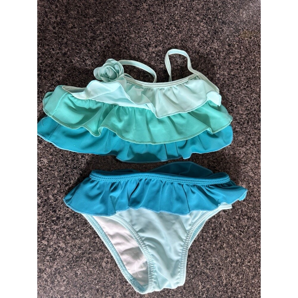 Joe Fresh Aqua Ruffle Colorblock Swim Set 2 Years Baby Two Piece Girls